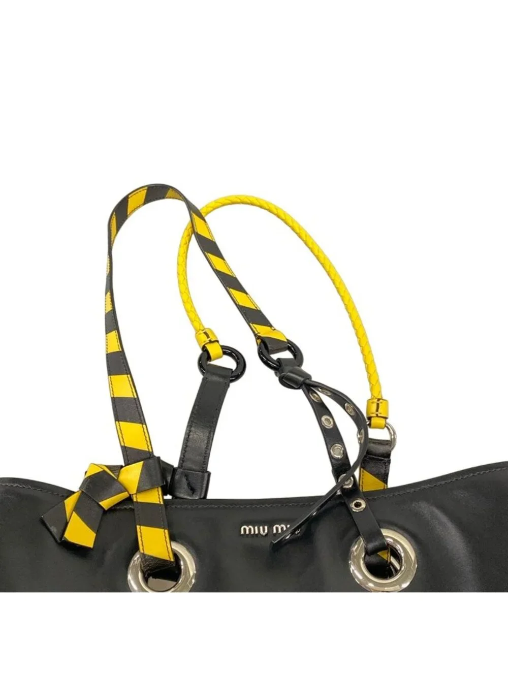 Miu Miu Tote Black Yellow Leather